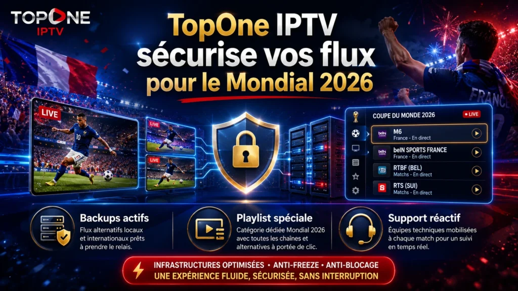Backups IPTV france sans coupure et support TopOne pour regarder la Coupe du Monde 2026