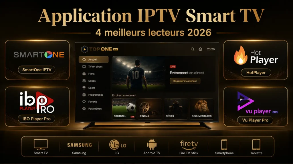 Application IPTV Smart TV avec SmartOne IPTV, IBO Player Pro, HotPlayer et Vu Player Pro